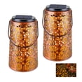 thumbnail image 7 of ROSHWEY Solar Hanging Lanterns, 2 Pack Outdoor Solar Lights Decorative Lantern Waterproof with Handle for Garden Table Patio Yard Porch Fence Pathway, Petal Pattern, 7 of 7
