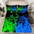 thumbnail image 2 of Erosebridal Teen Video Game Sheet Set Twin,Blue Greeen Bedding Sets Twin Size,Gamepads Gamer Twin Sheet Sets,Super Cozy Gradient Bedroom Decoration,3pcs, 2 of 6