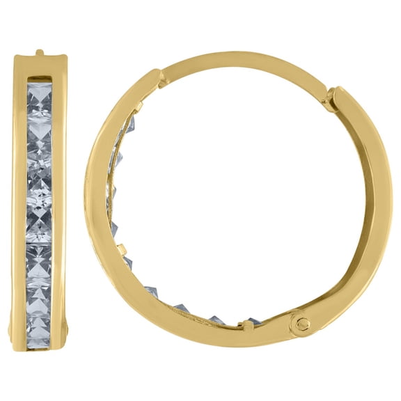 Auriga 10k Yellow Gold Princess-Cut Cubic Zirconia Huggie Hoop Earrings for Women