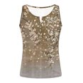 thumbnail image 4 of ICHUANYI Clearance Womens Tank Summer Printed Buttons Sleeveless V-Neck Casual Blouse Button Tunic Tops(Khaki, XL) ICHUANYI WER2023080807611, 4 of 5