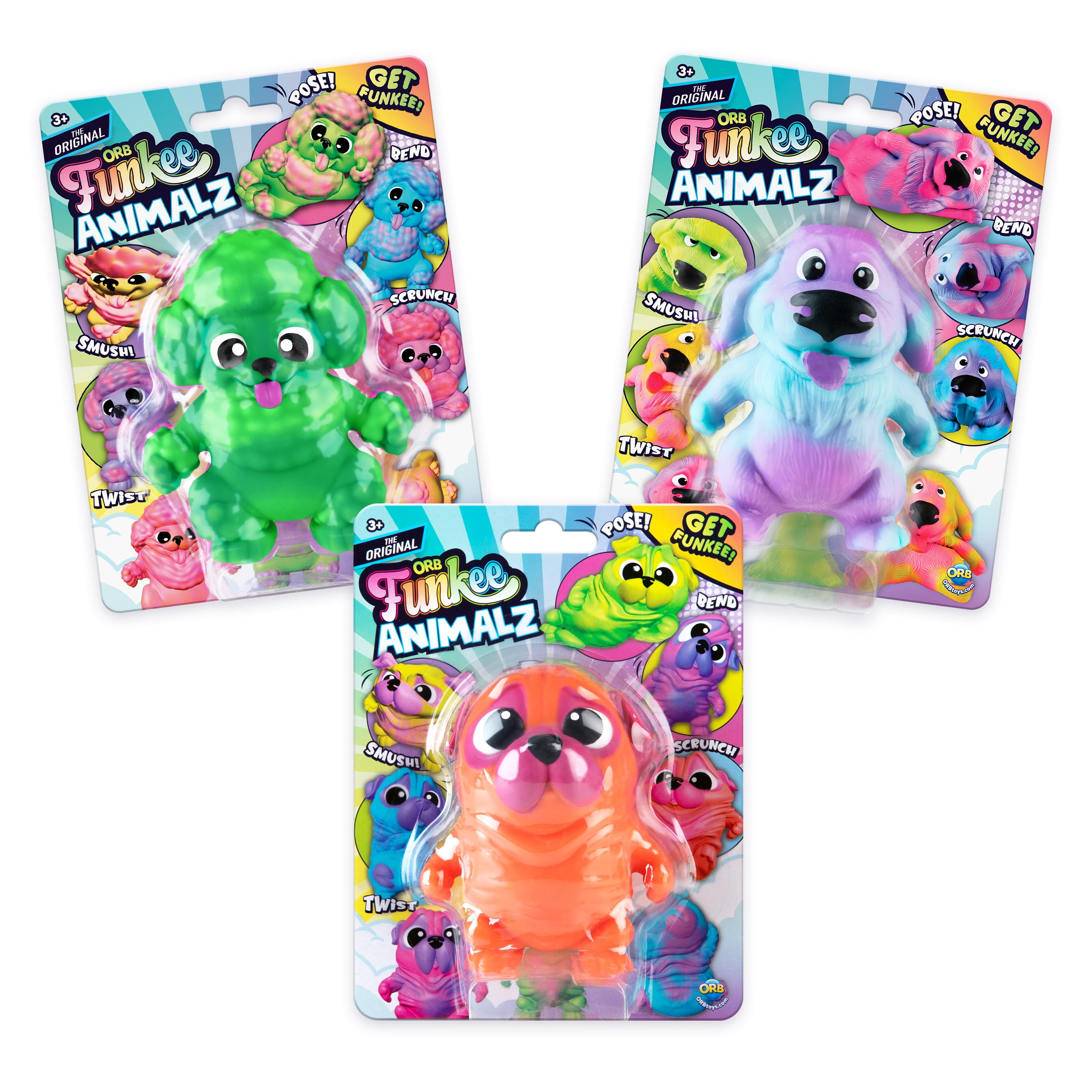 advertisingtoy。アメトイ。 ORB Funkee Animalz MEGA Axolotl 3 Pack Soft Squishy Stretchy