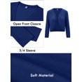 thumbnail image 6 of Chiclily Women's 3/4 Sleeve Open Front Cardigan Royal Blue M Lightweight V-Neck Cropped Bolero Shrug Sweater for Women, 6 of 8