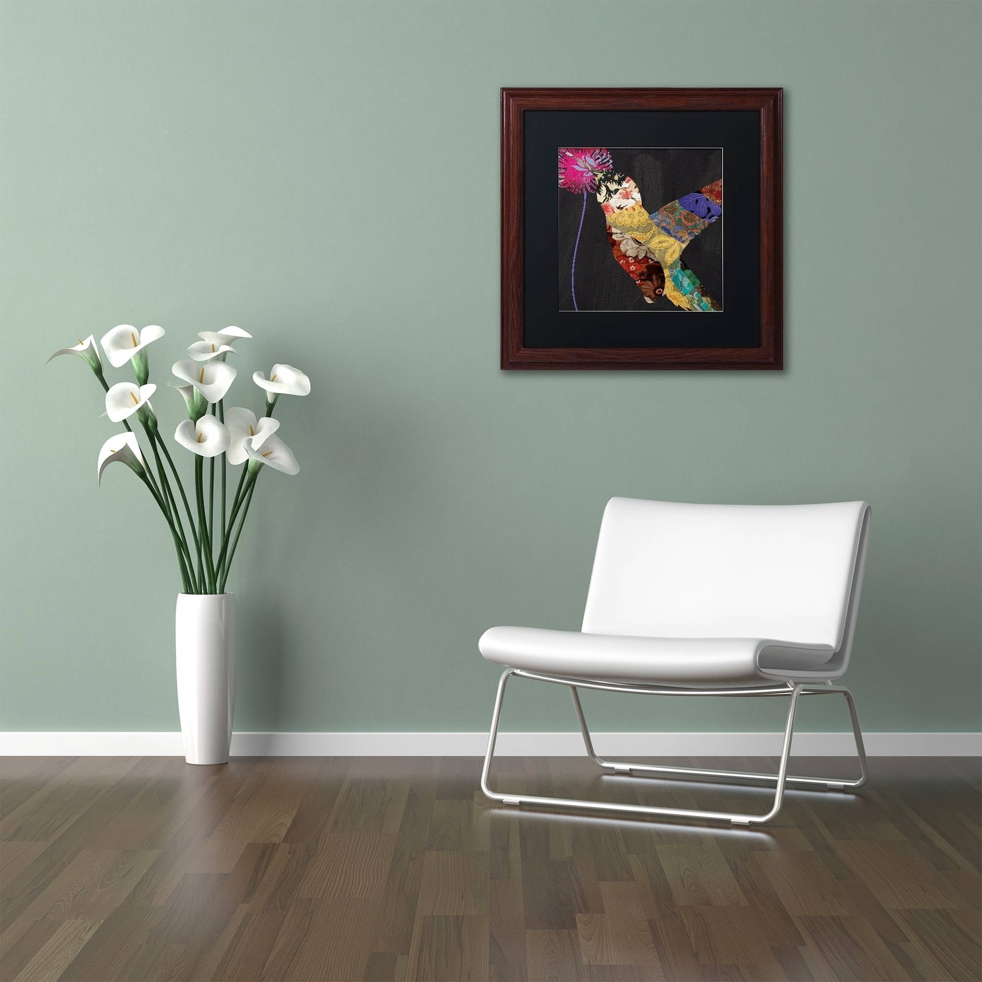 Trademark Fine Art "Hummingbird Brocade  II" Canvas Art by Color Bakery Black Matte, Wood Frame