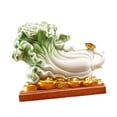 thumbnail image 5 of Ceramic Decor Cabbage Sculpture Wooden Stand Handcrafted Display Piece for Oriental Home Wealth Scene, 5 of 9