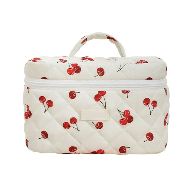 Trousse Cosmétique Organisateur de Voyage pour Femmes Matelassée à Motif Floral Rangement pour Articles de Toilette Grande Pochette de Maquillage Trousse Cosmétique avec Compartiments Zippés