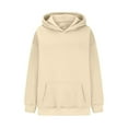 thumbnail image 5 of HVOBTTY Women's Long Sleeved Pullover Sweatshirts, Fall Tops for Women, Women's Basic Solid Color Loose Crew Neck Hooded Pullover Sweatshirt Beige, S, 5 of 5
