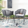 thumbnail image 2 of SAFAVIEH Stefano Stackable Outdoor Patio Rope Chair, Grey/Cushion, Set of 2, 2 of 12