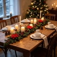 thumbnail image 3 of 2026 Christmas Indoor Home Decor Christmas 4-in-1 Garland Artificial Green Plants With Red Flowers Red Berries Pinecones And Foliage, 3 of 5