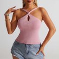 thumbnail image 6 of UPPADA Womens Criss Cross Halter Tank Tops Eyelet Cute Tops Summer Sleeveless Pullover Tops Casual Lightweight V Neck Knit Tank Top,Tank Top for Women Pack Ribbed Pink,S, 6 of 8