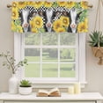 thumbnail image 2 of Cow Sunflowers Curtain Valances for Windows, Kitchen Valance Window Treatments Panel 2 Pack, Farmhouse Country Animals Floral Black Plaid Rod Pocket Short Curtains for Bathroom Bedroom 42 x 18 Inch, 2 of 8