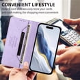 thumbnail image 4 of Magnetic Phone Case For iPhone 16 6.1-inch with RFID Blocking,Magnetic Closure,Card Slots,Cash Slot,Kickstand,Shockproof Flip Folio Protective Phone Case,Purple,For iPhone 16, 4 of 10