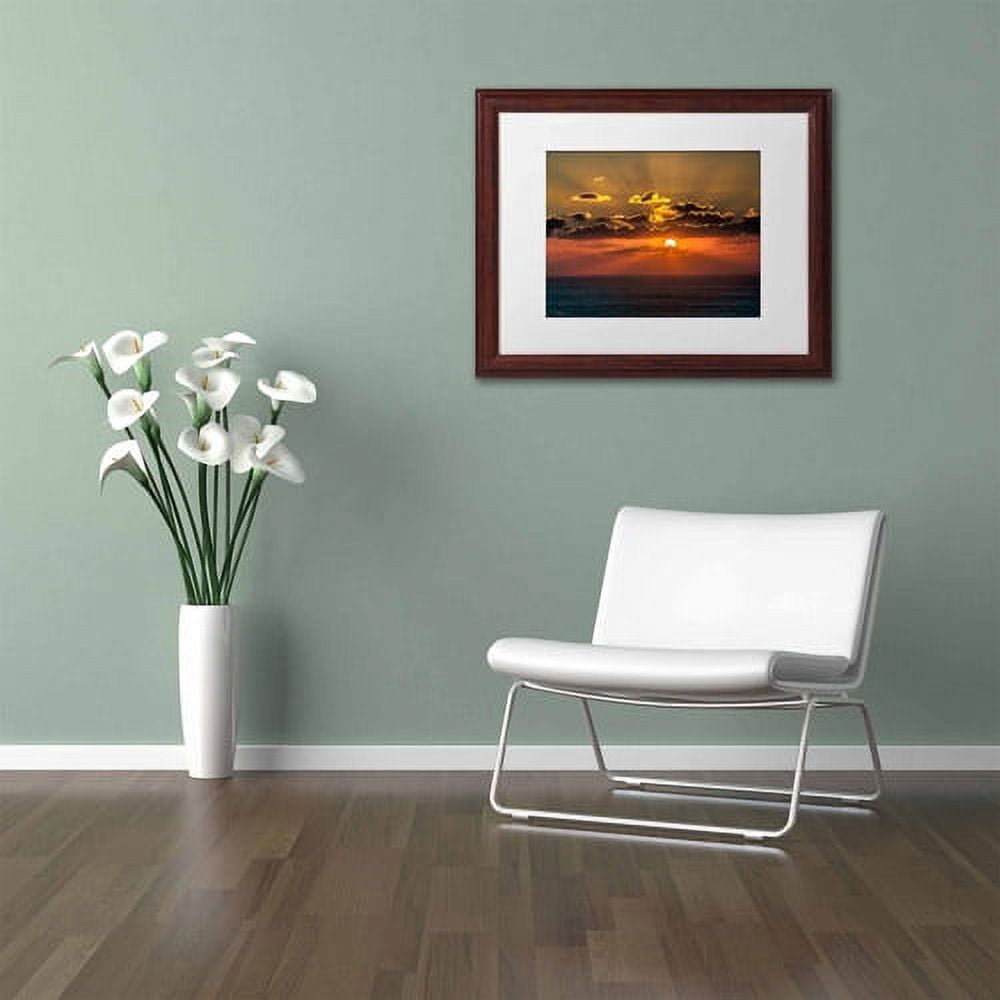 Trademark Fine Art "Mediterranean Sunset" Canvas Art by David Ayash, White Matte, Wood Frame