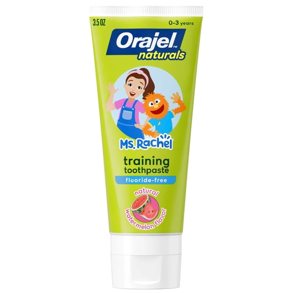 Orajel Naturals Kids Ms. Rachel Fluoride-Free Training Toothpaste, Natural Watermelon Flavor, 3.5 oz