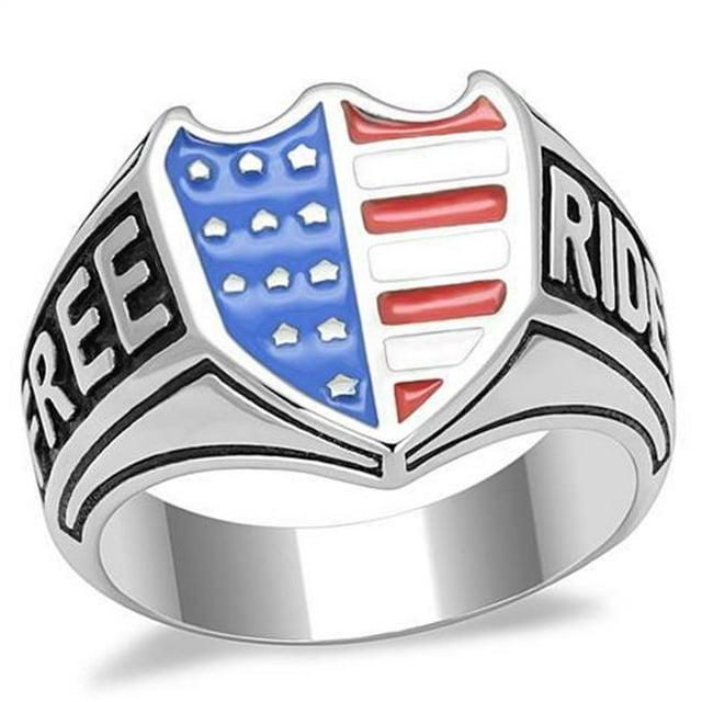Alamode TK3192-12 Men High Polished Stainless Steel Ring with Epoxy in Multi Color - Size 12