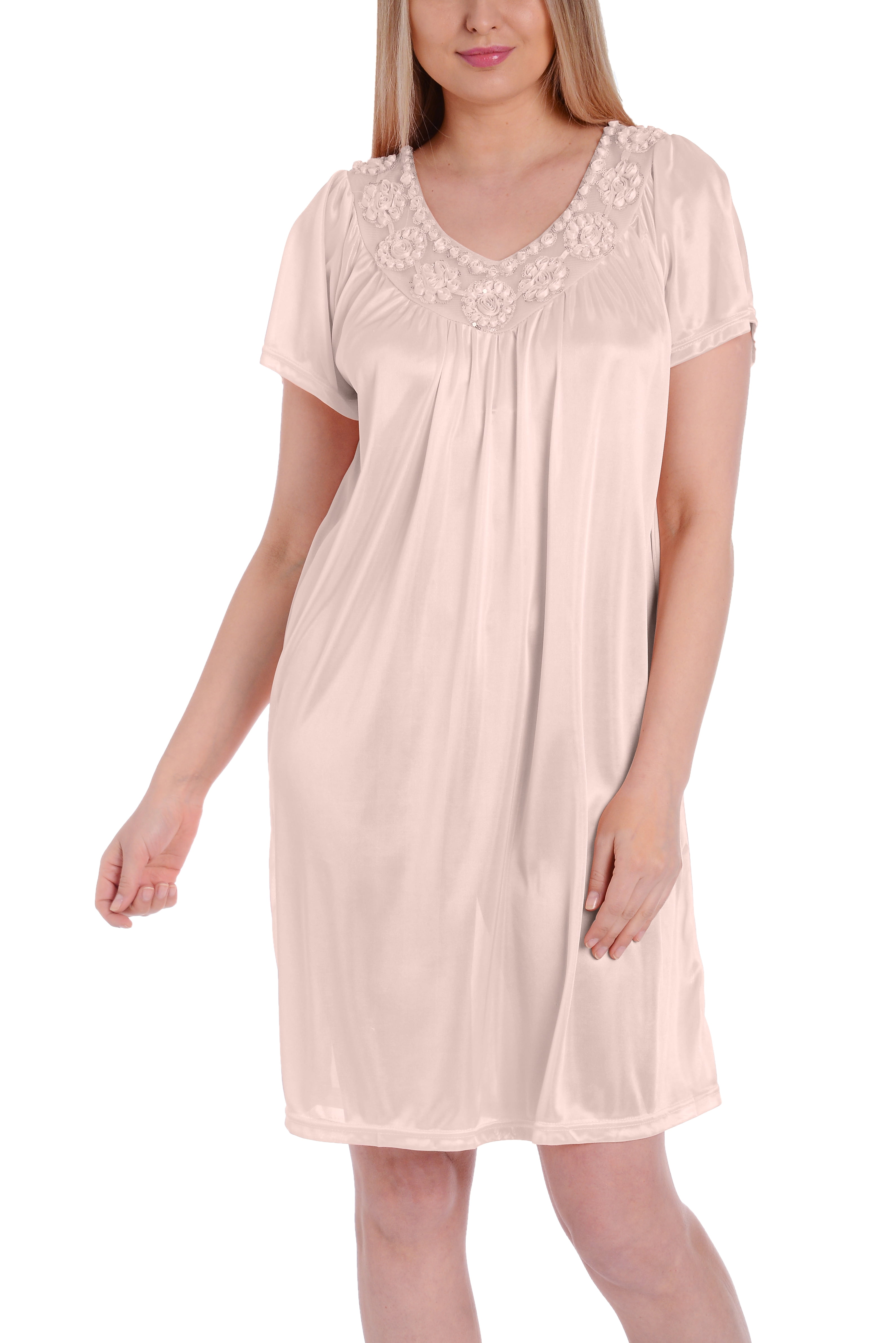 EZI Nightgowns for Women Soft & Breathable Satin Night Gowns for Adult Women Medium to Plus
