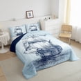 thumbnail image 3 of Feelyou Cartoon Blue Sailboat Bedding Comforter Set for Kids, Ocean Vehicle Twin Comforter Sets, Nautical Theme Reversible Bedding Set, Lightweight Room Decor, 2-Piece, 3 of 8