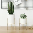 thumbnail image 6 of Walbest Ceramic Round Ceramic and Metal Planter & Stand Set, 6 of 7