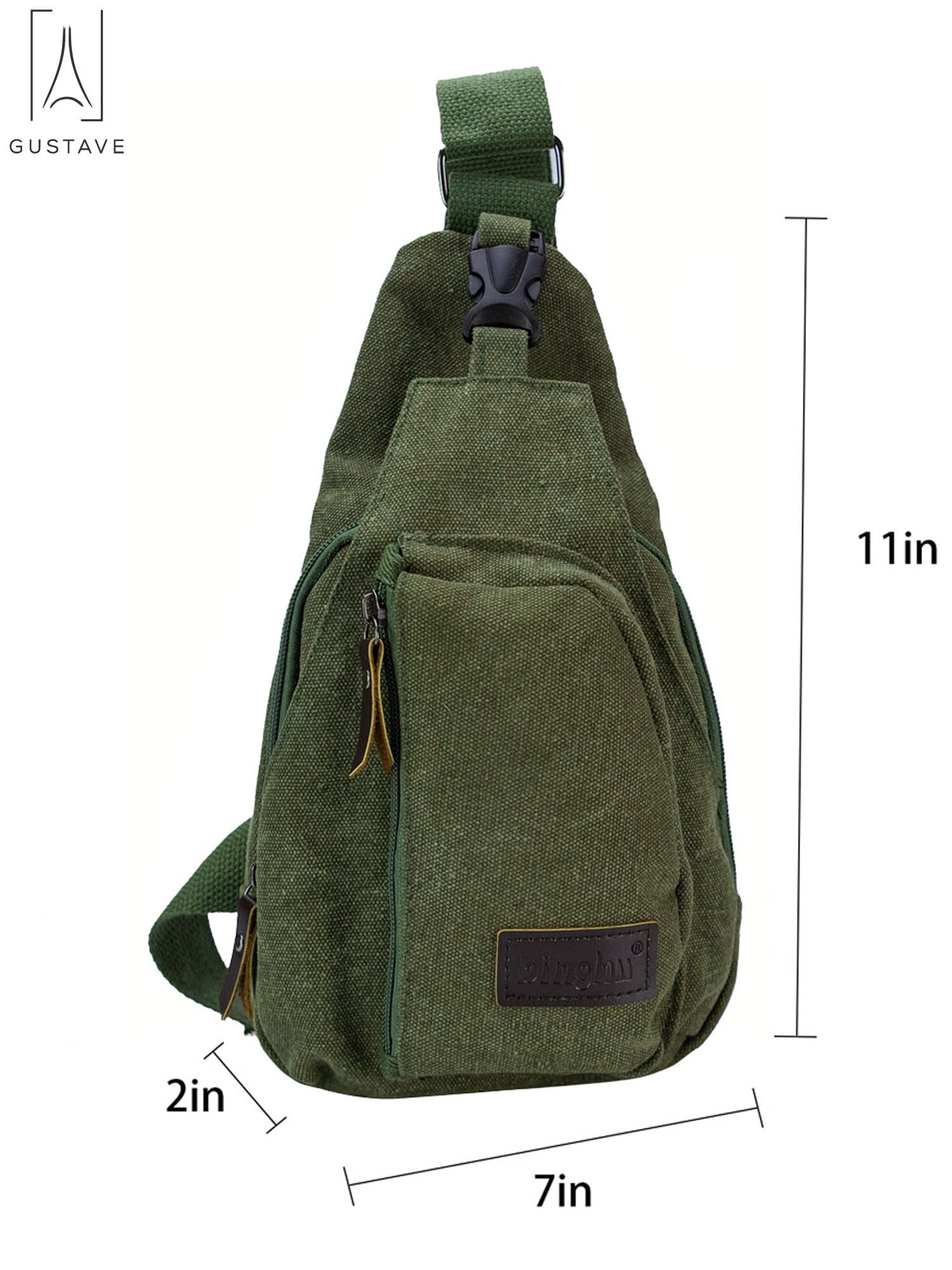 Canvas Crossbody Sling Bag with Adjustable Strap - FBG1863