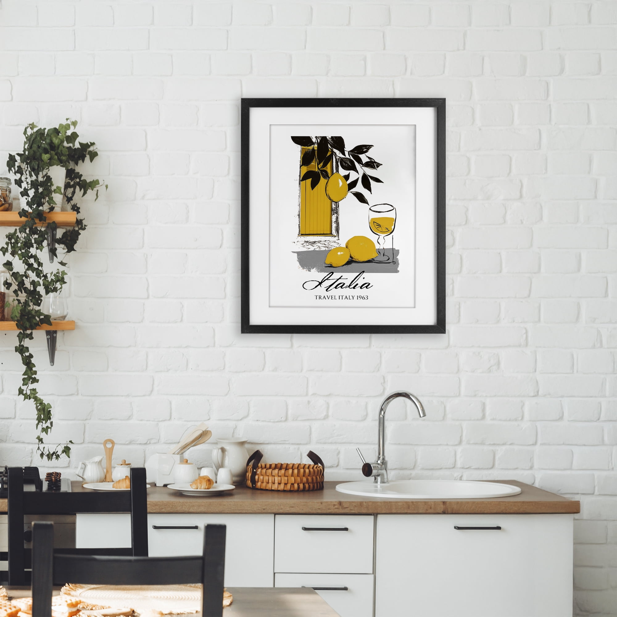 Stupell Industries Travel Italia Lemons Black Framed Print Under Glass, design by Annabelle Hall