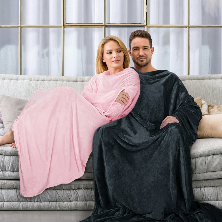 Wearable Fleece Blanket with Sleeves and Pocket for Women Men Super Soft Microplush Adult Wrap Full Body Blanket Robe for Lounge Couch As Seen On TV 73 x 51 Catalonia series