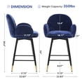 thumbnail image 5 of 26" Swivel Bar Stools Set of 4, Counter Height Bar Stools with Full Back and Arms Polyester Fabric Barstools Modern 3.15 "Thick Upholstered Counter Stools for Kitchen Island, Blue, 5 of 12