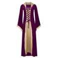 thumbnail image 5 of Womens Halloween Costumes 2024 Cosplay Gothic Dresses Women's Gothic Ruffle Bell Sleeve Corset Halloween Costume Plus Size Dress Pattern Print Necklace Trim Dress, 5 of 5