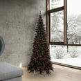 thumbnail image 3 of Vickerman 7.5' Black Fir Slim Artificial Christmas Tree, Orange  Dura-lit LED Lights, 3 of 3