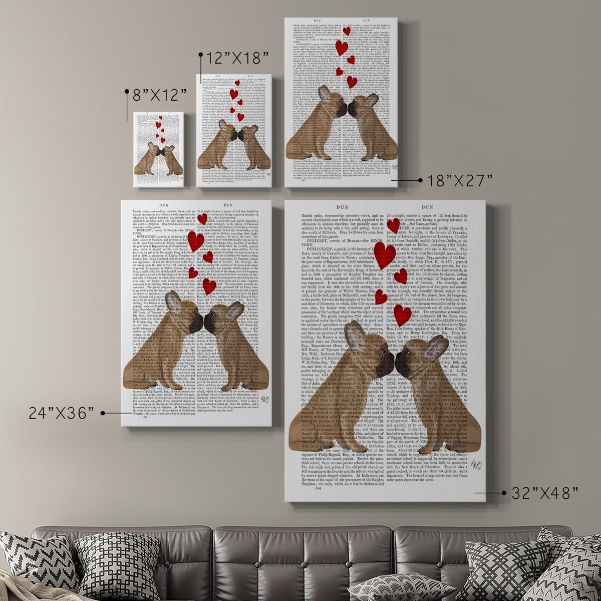French Kiss and Hearts Premium Gallery Wrapped Canvas - Ready to Hang