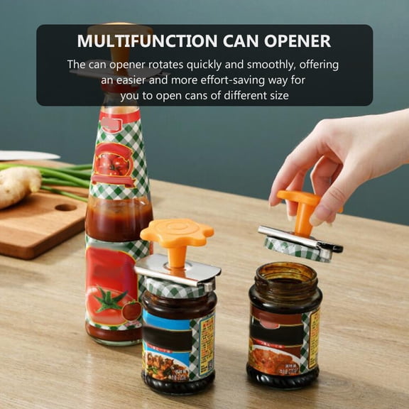 NICEXMAS Stainless Steel Adjustable Can Opener and Bottle Opener, Orange, -Resistant Kitchen Tool