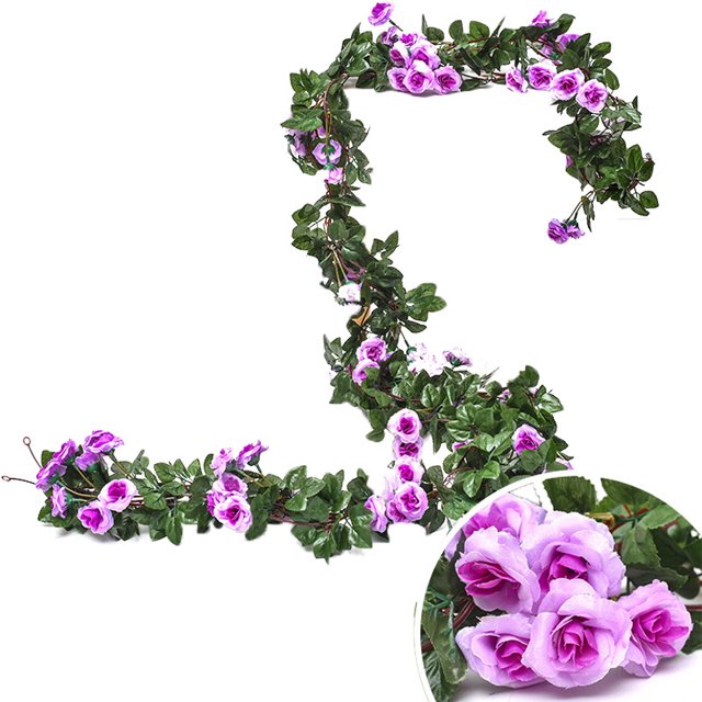 Guirlande de Roses Artificielles Suspendue Simple Fausse Vigne de Roses Guirlande Florale Décoration