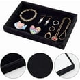 thumbnail image 3 of Velvet Jewelry Tray Black Stackable Showcase Jewelry Display Stand Drawer Removable Cosmetic Holder Jewelry Organizer Storage for DIY Earring Necklaces Pendants Bracelet Ring 8.94" x 5.7" x 1.1", 3 of 7