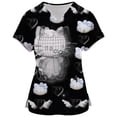thumbnail image 2 of Hello Kitty Scrubs Medical Uniforms Woman Hello Kitty Cartoon Printed Nurse Tops Pet Groom Uniform Short Sleeve Carer Clothes, 2 of 6