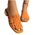 thumbnail image 5 of Avrnliq Womens Open Toe Woven Slide Sandals with Crystal Rhinestone Low Block Heel, Slip On Comfort Mule Sandals for Summer, Orange, Cushioned Footbed,Size 6, 5 of 9
