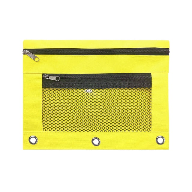 Bolsa de Lápiz Del Aglutinante Del Anillo de 3 Bolsas de Lápiz de Cremallera de 2 Pc, Bolsa de Lápiz de la Bolsa Cosmética Del Aglutinante de 25x18x1cm para el Aglutinante Del Anillo de 3
