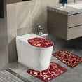 thumbnail image 4 of Bathroom Rug Set Of 3 Bath Mat Toilet Mat Soft Absorbent Thick Rug Non-Slip Backing Washable (Red), 4 of 6
