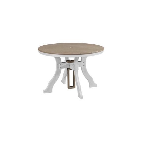 Round Dining Table - Weatherwood HDPE Plastic - Outdoor Patio Furniture