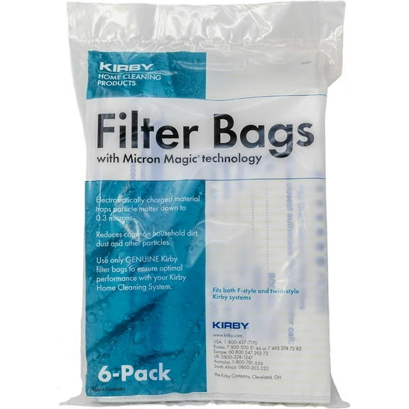 Kirby Allergen Reduction HEPA Filter Bags 6-Pack | Part #204811 | OEM Replacement for F-Style & Twist-Style Kirby Vacuums