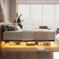 thumbnail image 3 of Full-size Floating Bed Frame with Built-In USB Charging Ports and Smart LED Lighting, Crafted with Heavy-duty Metal, Designed with ample under-bed storage space, Noise-Free, No Box Spring Needed, 3 of 8