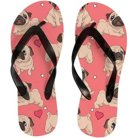 

GZHJMY Flip Flops Slippers Cute Dog Puppy Love Heart for Women Girl Men Sandals Beach Summer Shower Slippers Shoes