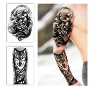 Yazhiji Full Arm Temporary Tattoos 8 Sheets and Half Arm Shoulder Waterproof Tattoos 8 Sheets, Extra Large Tattoo Stickers for Men and Women (22.83X7.1)