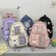 thumbnail image 4 of Tool Bag Kawaii Purple Backpack with Bear Pendant Aesthetic Canvas Shoulder Bag for Students Crossbody Bag Casual Back to School Backpack, 4 of 4