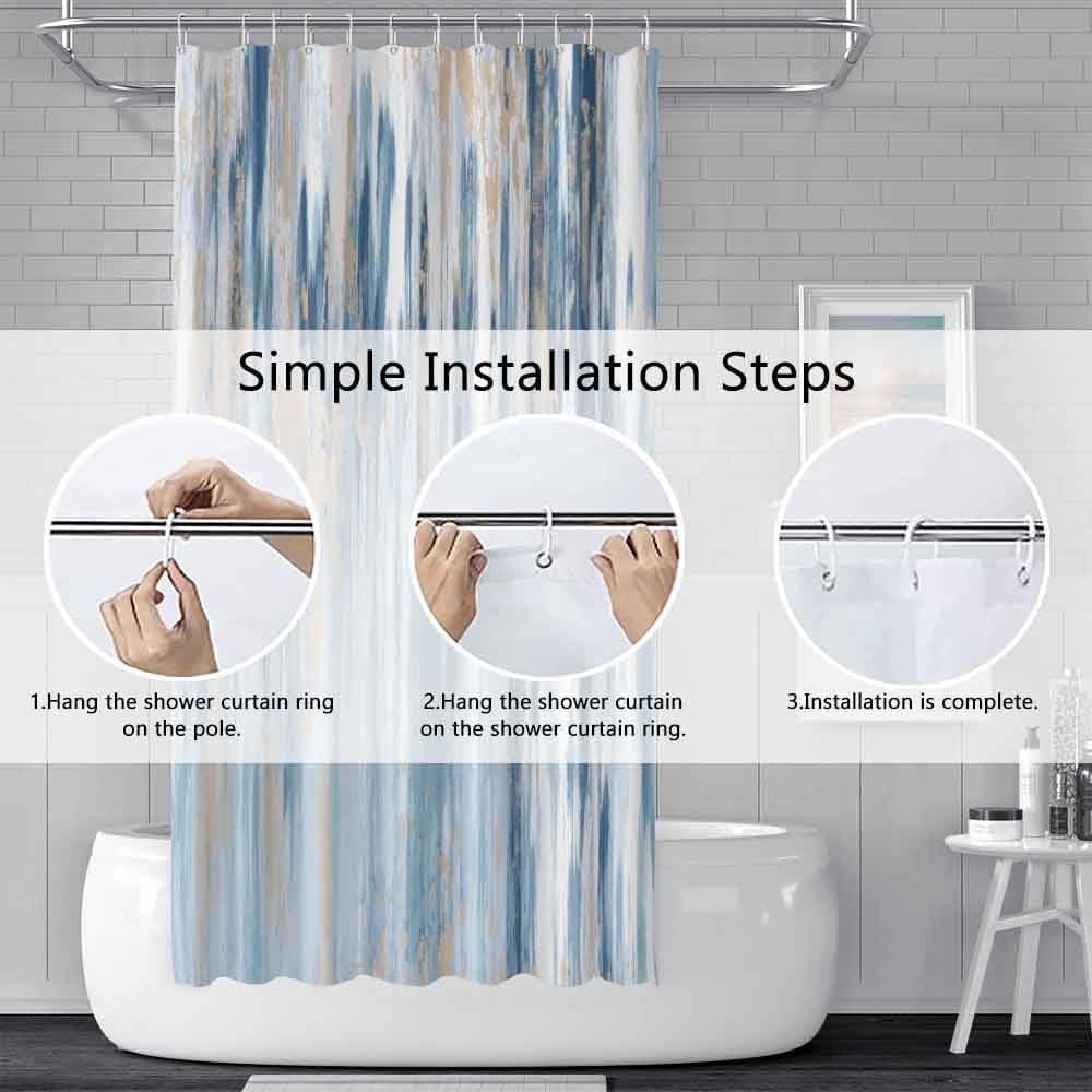 Yellow Shower Curtain for Bathroom Abstract Yellow Gray Watercolor Shower Curtain Set with Hooks Contemporary Oil Panting Fabric Waterproof Shower Curtains 72x72inches