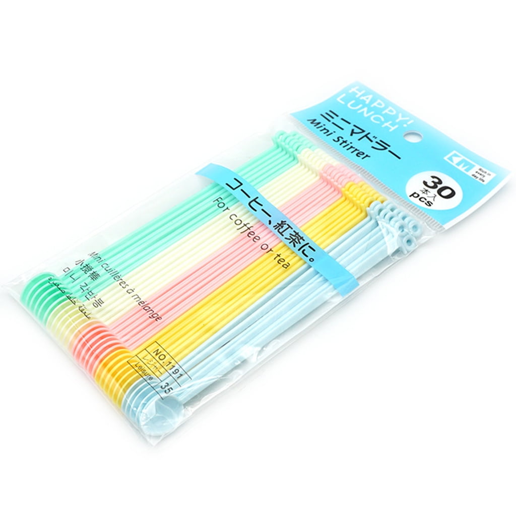 30Pcs Candy Color Plastic Spoon Long Handle Coffee Tea Ice Cream Milk Sauce Glue