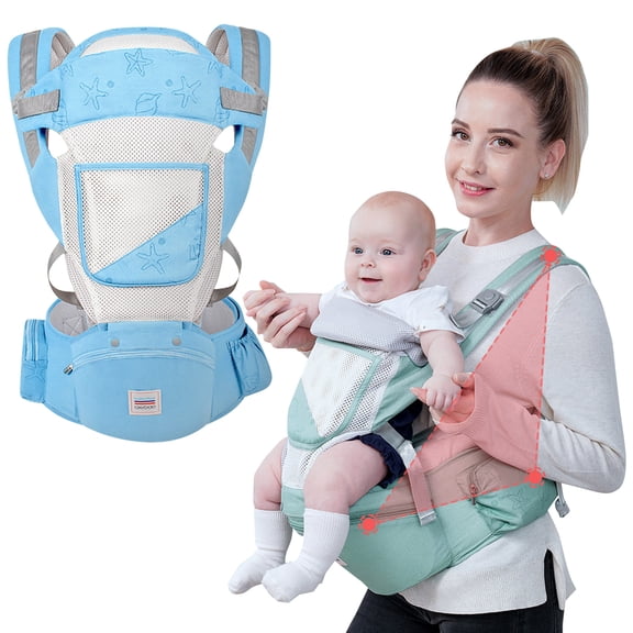 Canguro Porta Bebé Ergonómico Respirable 4 en 1 Algodón Puro con Malla Recién Nacido a 20 kg