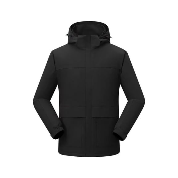 Windbreaker Jacket Men's Man Solid Color Three Prevention Cottoning Climbing Wear As One Down Cotton Intensification Warm Outdoor Jacket Black 2XL Windbreakers for Men