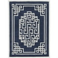 thumbnail image 2 of 2'x4' Navy Blue Ivory Hand Tufted Greek Key Medallion Indoor Accent Rug, 2 of 3