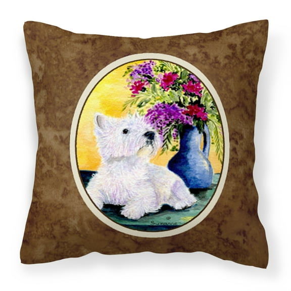 Carolines Treasures SS8301PW1414 Westie Fabric Decorative Pillow, 14Hx14W, multicolor
