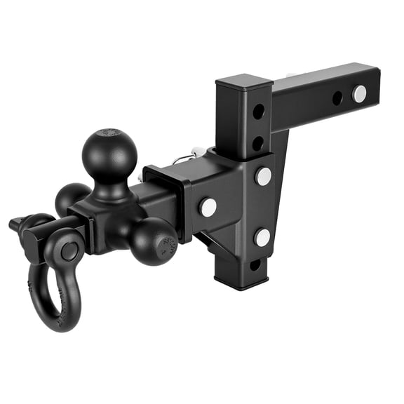 KFFKFF Trailer Hitch Tri Ball Mount with D Shackle, Compatible with 2-Inch Receiver, Includes 1-7/8 Inch, 2 Inch, and 2-5/16 Inch Balls, 10,000 lbs GTW, 6-Inch Drop, Ideal for RVs, Trucks
