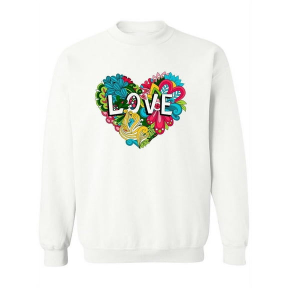 Doodle Floral Heart. Sweatshirt Women -Image by Shutterstock, Female 3X-Large