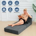 thumbnail image 6 of Folding Sofa Bed Chair with Pillow,Convertible Fold Out Chair Bed Sleeper,Foam Floor Mattress, Foldable Futon Couch Bed for Living Room/Dorm/Guest/Office (Grey, Single), 6 of 7